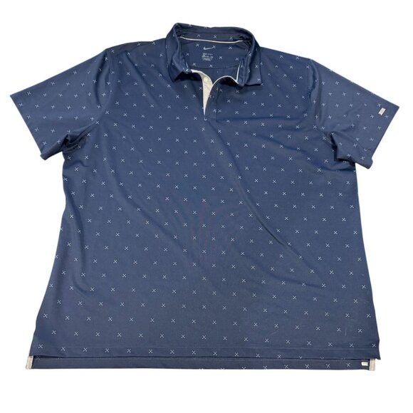 Nike Polo Shirt Men's 2XL Blue Golf Club DriFit Performance All over‎ Print |G1 - Picture 1 of 5